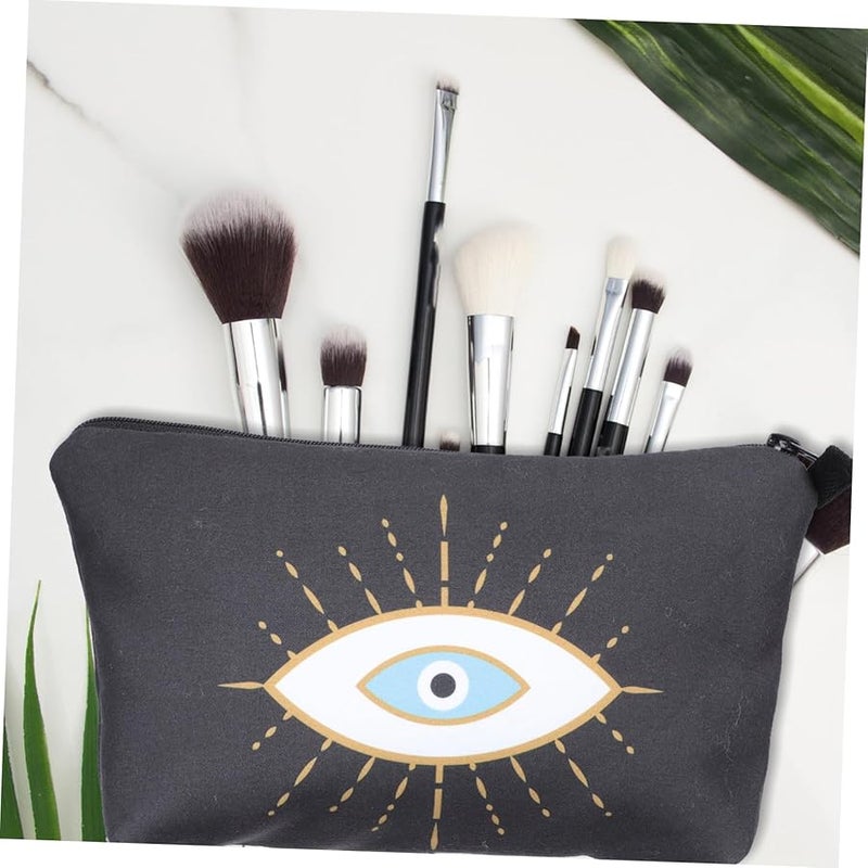 Black Water Resistant Cosmetic Pouch Travel Makeup Organizer Toiletry Bag for Women - Image 5